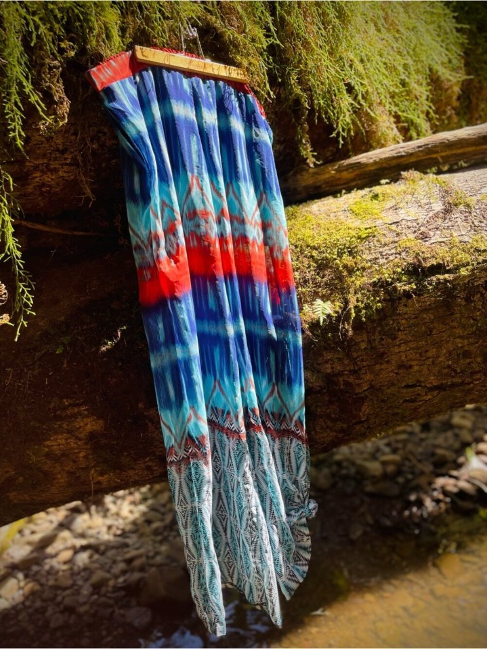 BISOU BISOU | L | Michele Bohbot NWT Sheer Gauze Palazzo Pants Shorts Ikat Boho - Picture 6 of 9